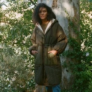 Doen Dell coat in Olive Grove sz S/M - NWT